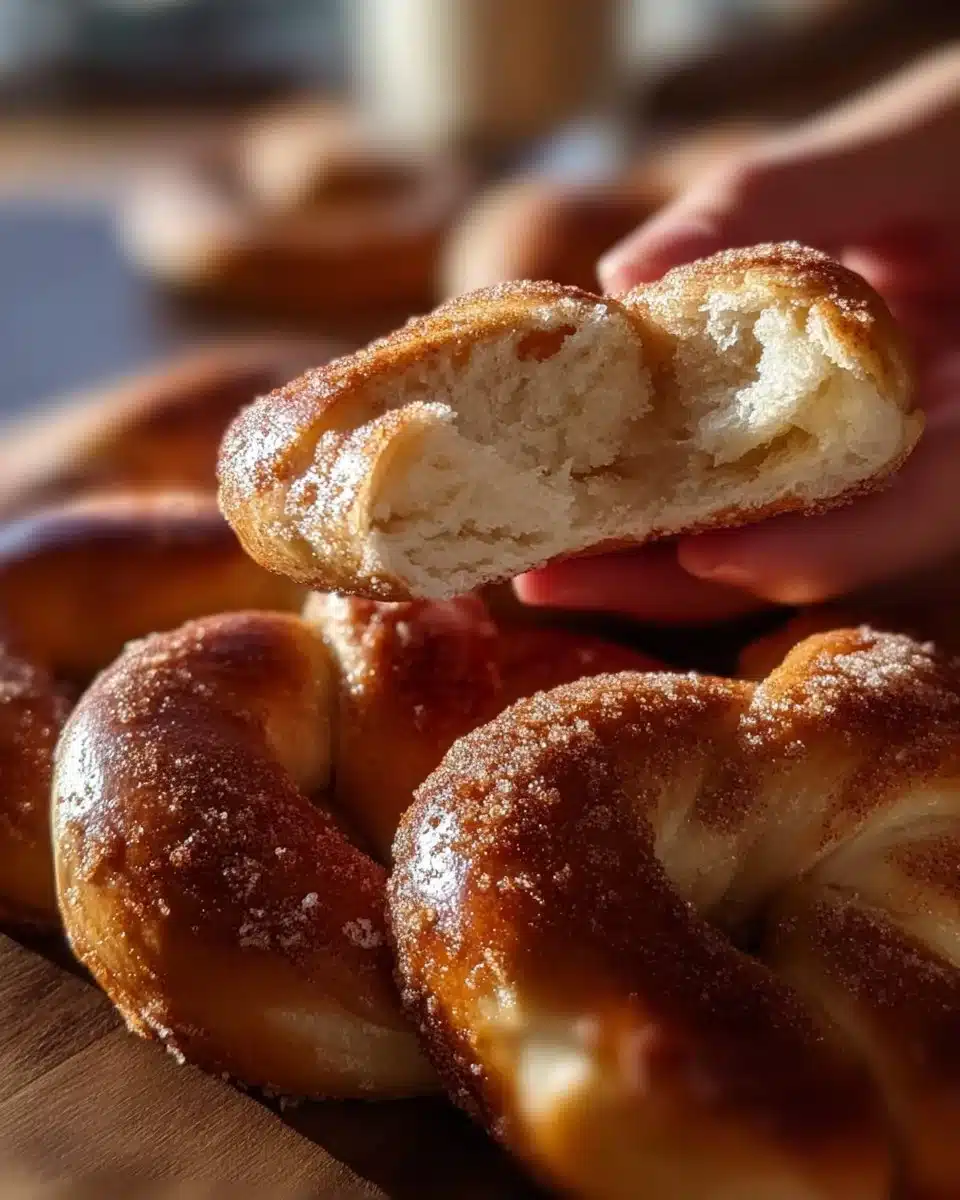 Delicious Cinnamon Sugar Soft Pretzels fresh out of the oven