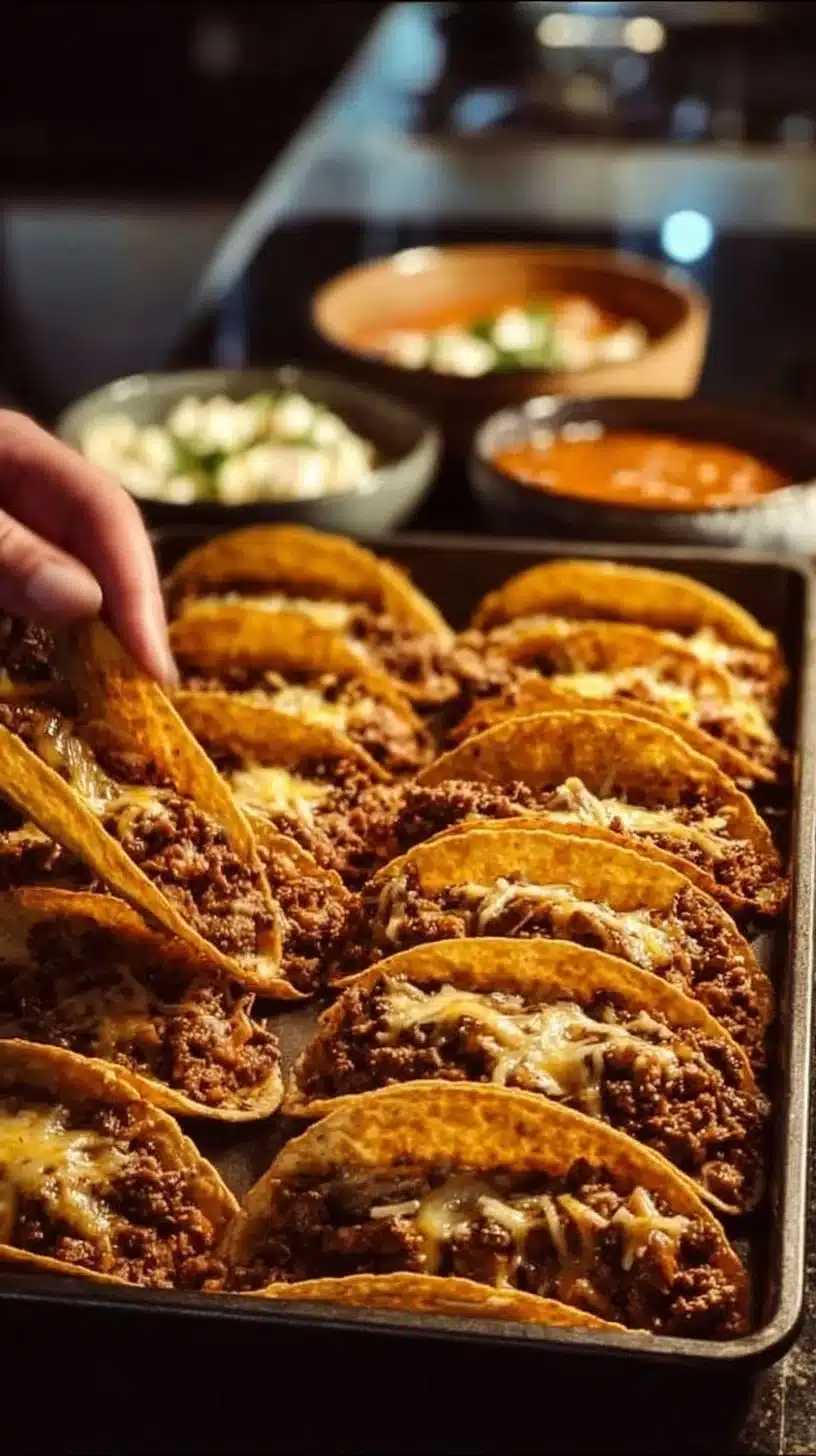 Crispy beef tacos served with fresh toppings and salsa