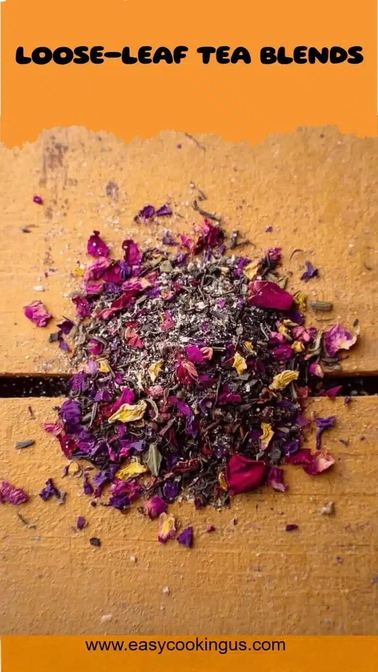 A variety of loose-leaf tea blends displayed in glass jars for tea lovers.