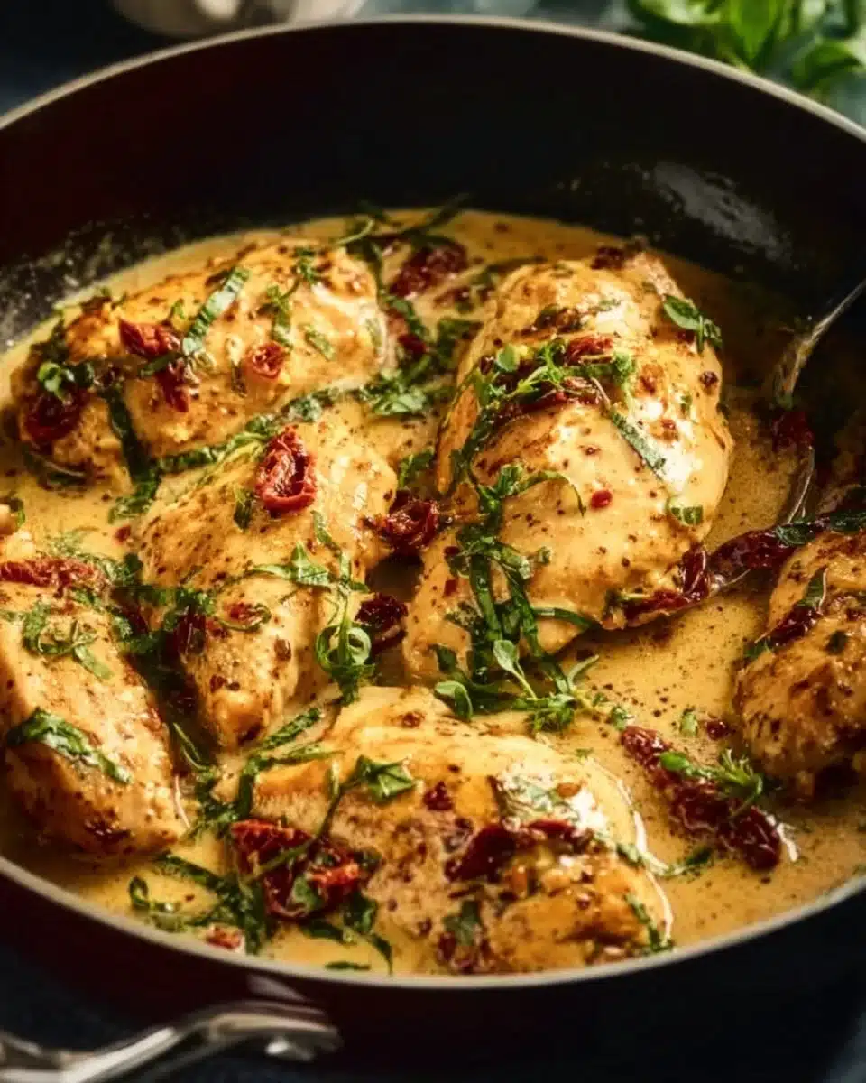 Delicious Marry Me Chicken served on a plate with fresh herbs.