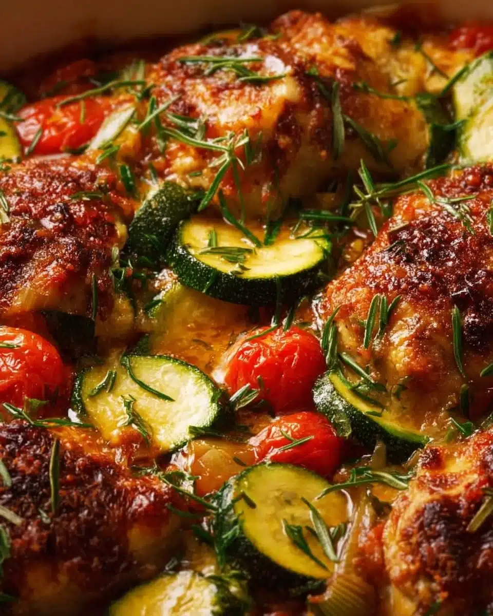 Mediterranean Chicken Zucchini Bake with fresh ingredients