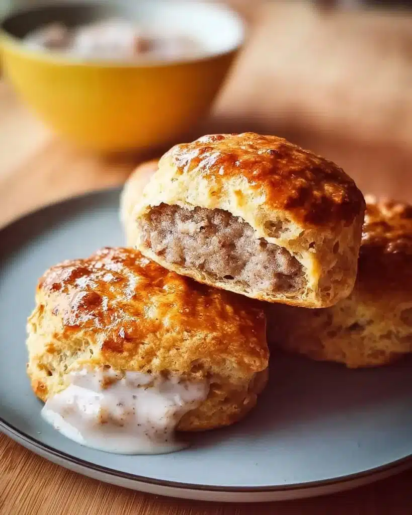 Easy 3 ingredient sausage biscuits recipe for a quick breakfast
