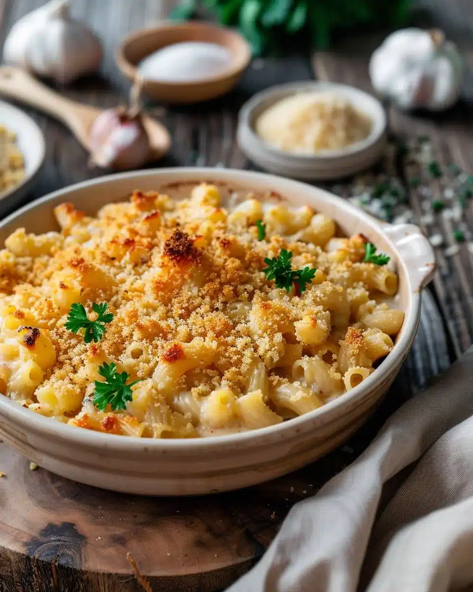 Baked Mac and Cheese with Crispy Breadcrumb Topping