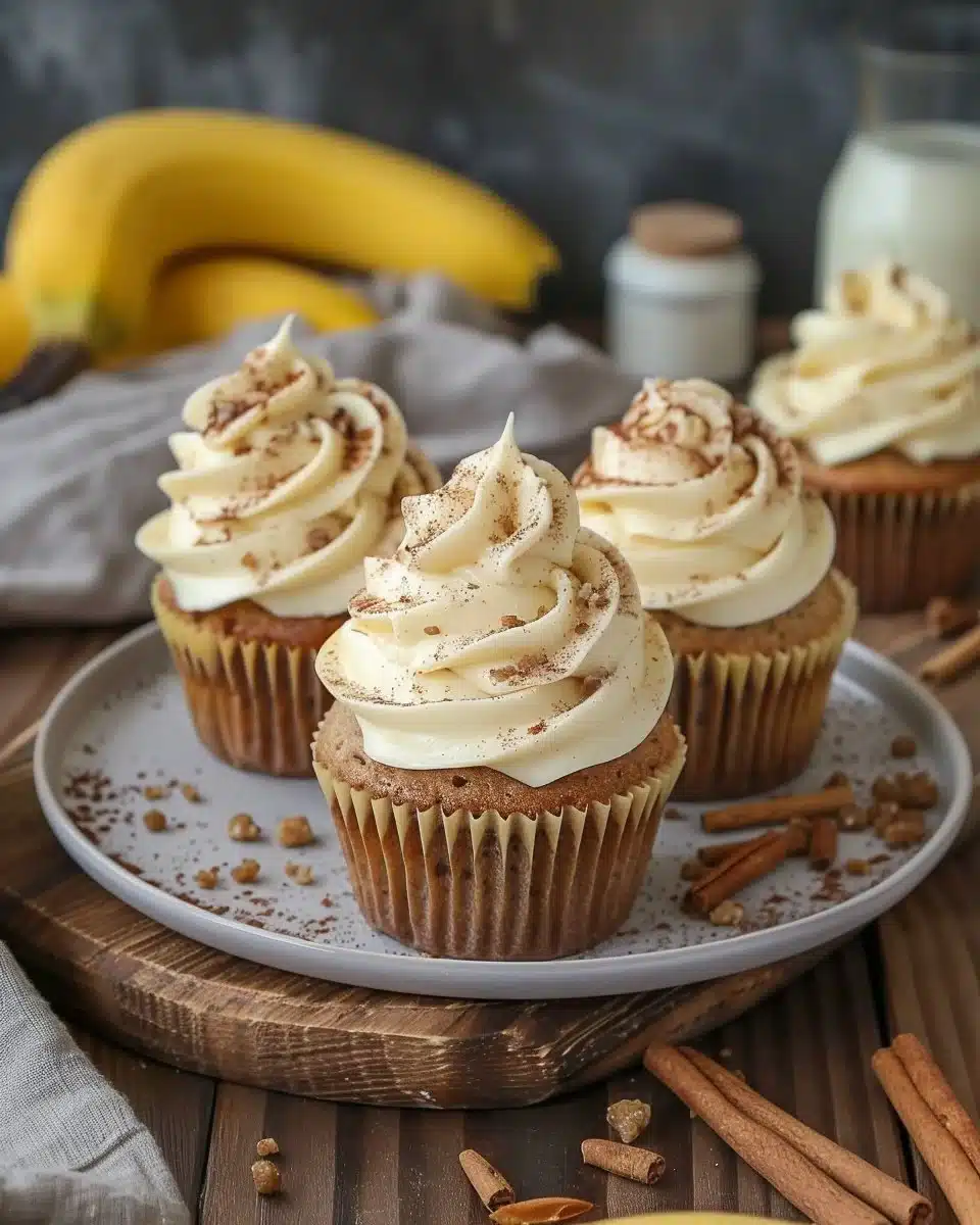 Banana Cupcakes with Cinnamon Cream Cheese Frosting