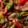 Delicious beef stir fry with vibrant vegetables and savory sauce