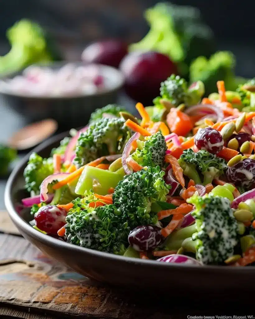 Best broccoli salad with fresh ingredients and colorful toppings