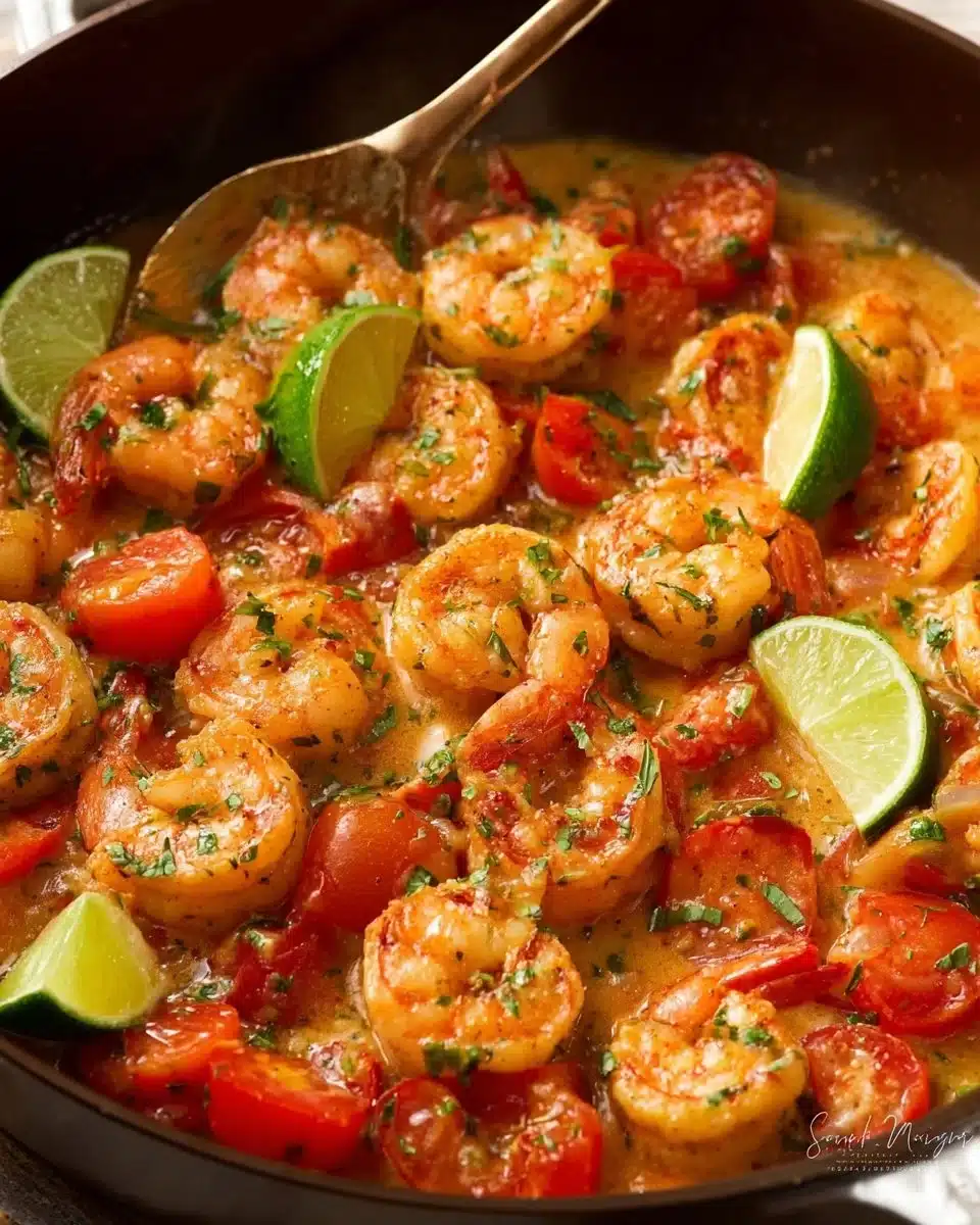 Delicious plate of Cajun shrimp served with rice and spices