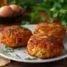 Delicious Chicken Cakes garnished and ready to serve on a plate.