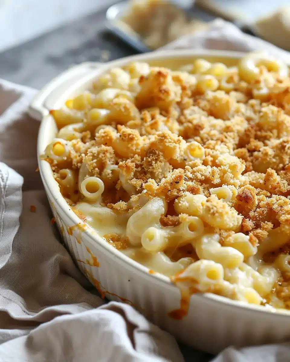 Creamy Baked Mac and Cheese with Crispy Breadcrumb Topping