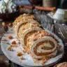 Deliciously rolled carrot cake filled with cream cheese frosting