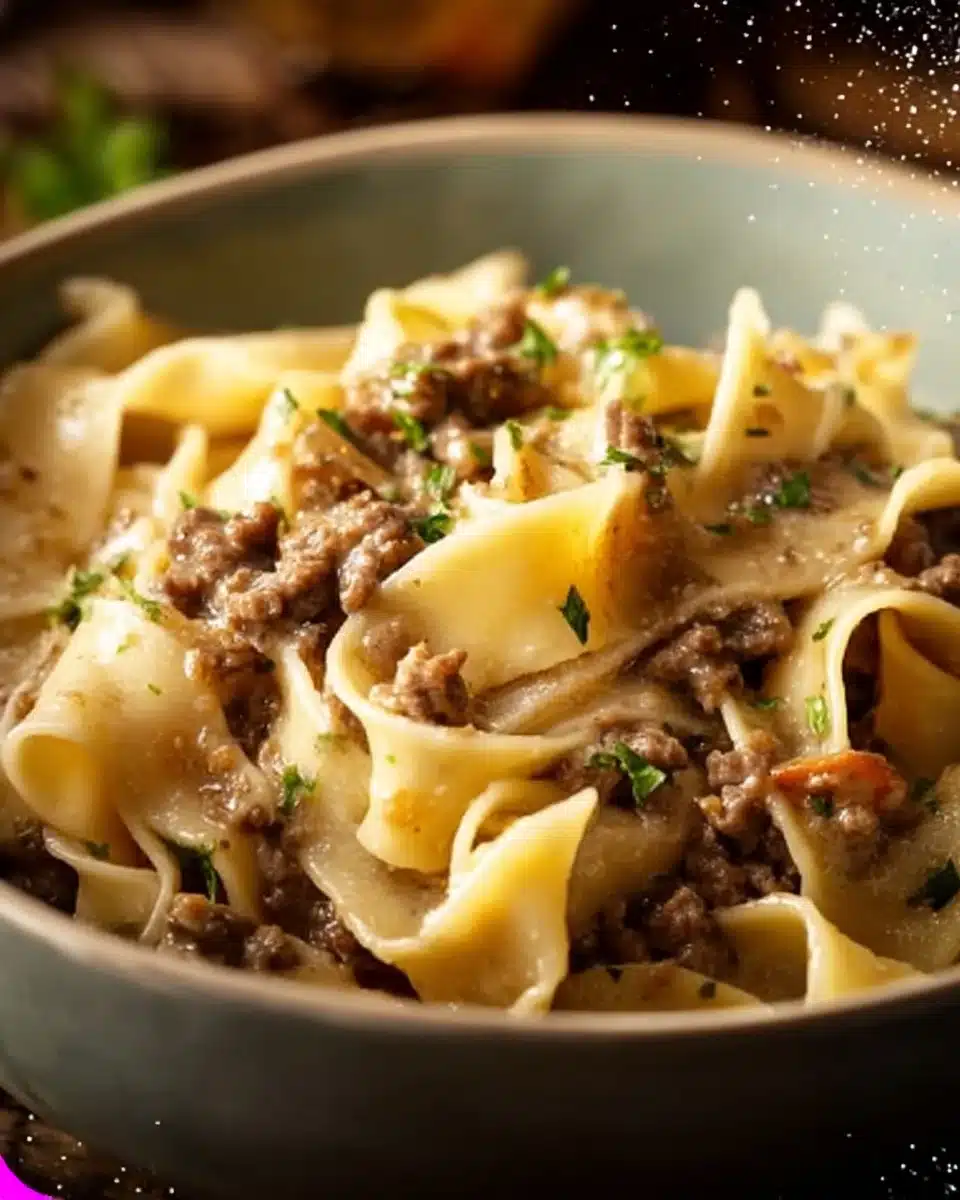 Ground Beef and Egg Noodles with Gravy