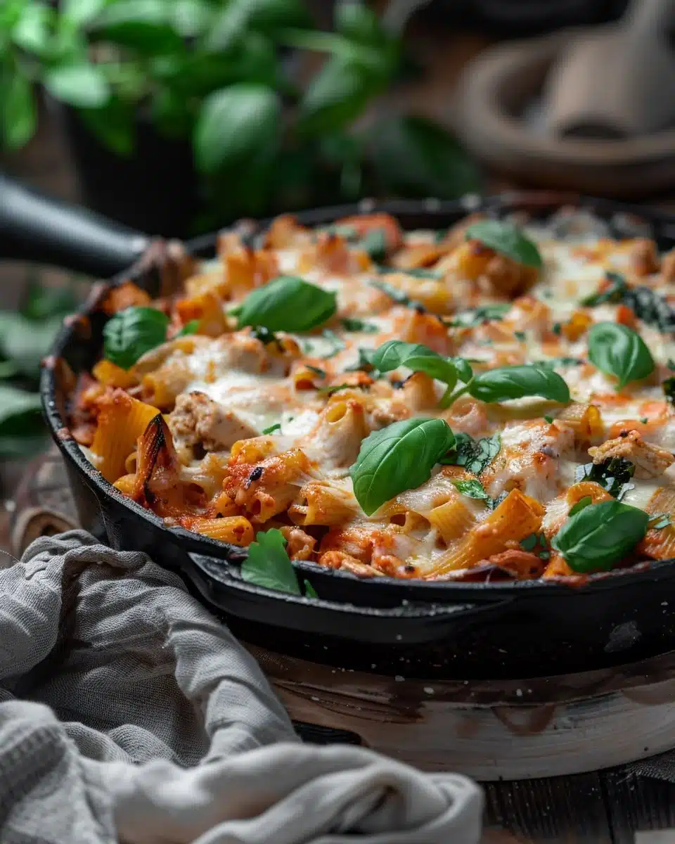 One Pot Chicken Stuffed Pepper Pasta Bake