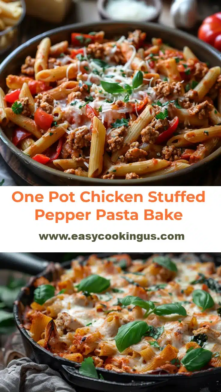 One Pot Chicken Stuffed Pepper Pasta Bake
