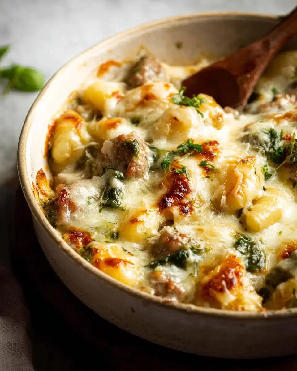 Pesto Sausage Gnocchi Bake