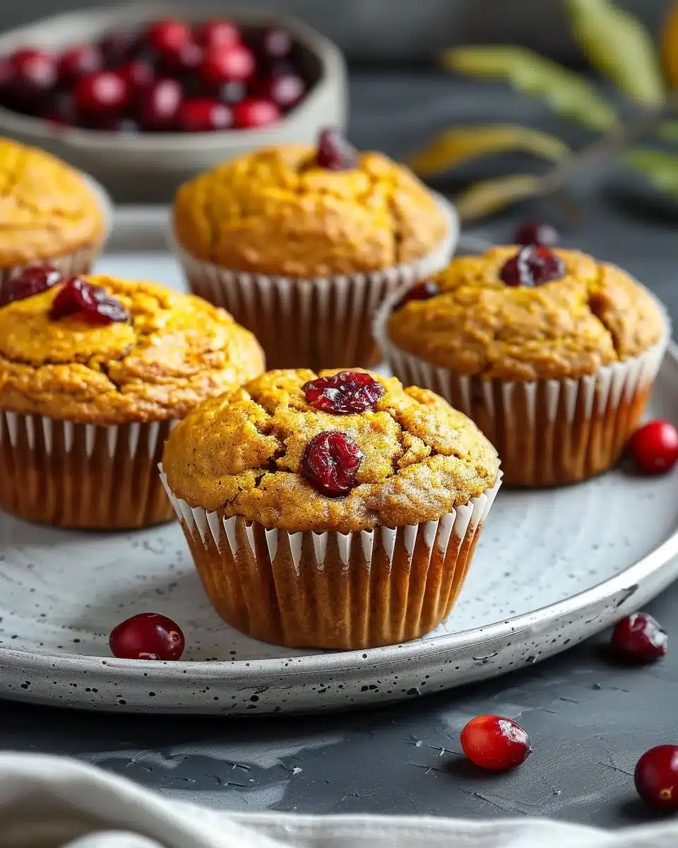 Pumpkin Muffins with Dried Cranberries