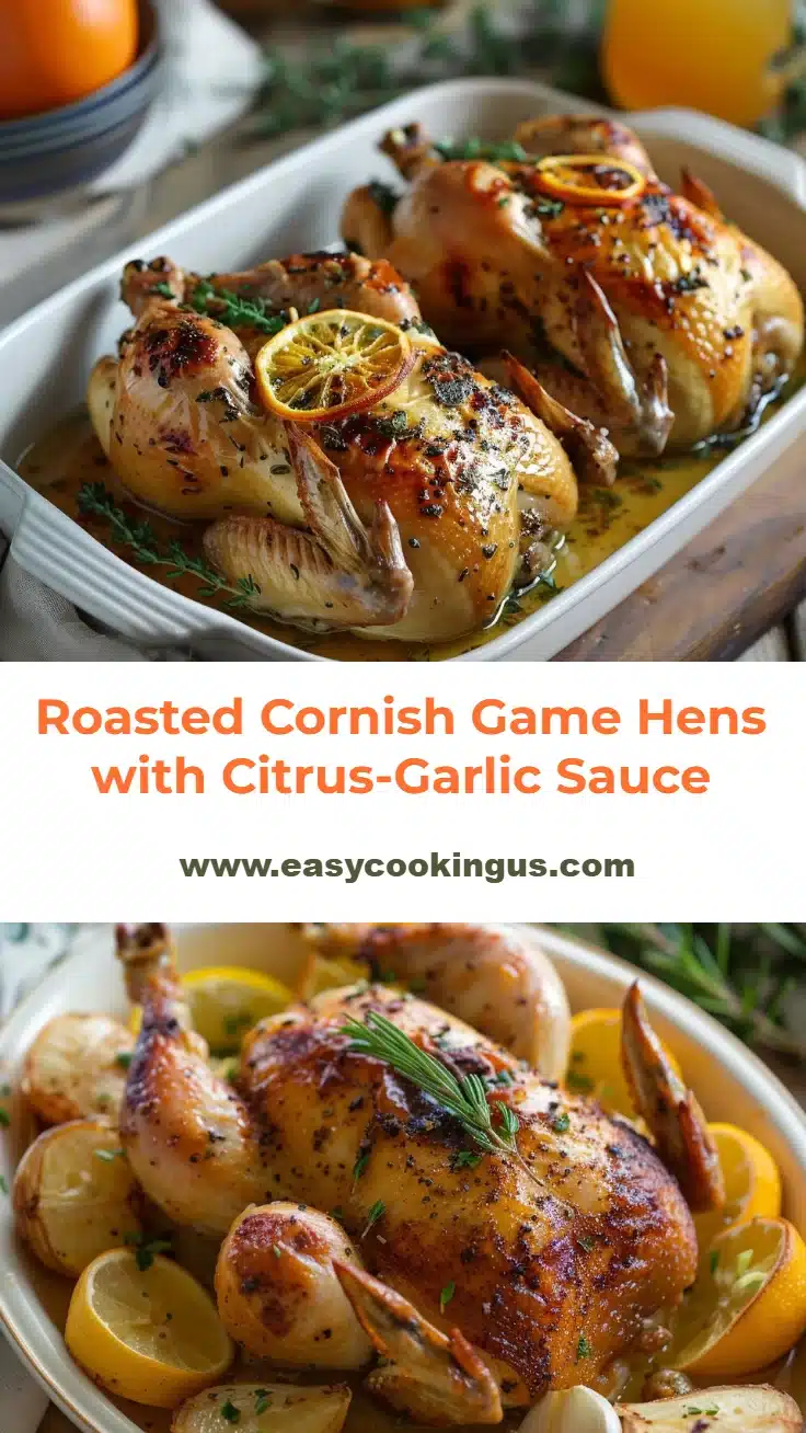 Roasted Cornish Game Hens with Citrus-Garlic Sauce