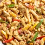 Delicious Chicken Fajita Pasta with bell peppers and spices