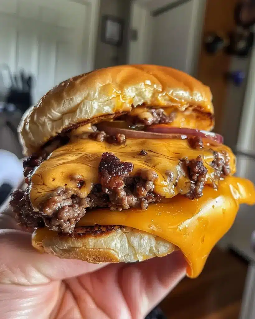 Delicious Crustburger served with fresh toppings and crispy fries