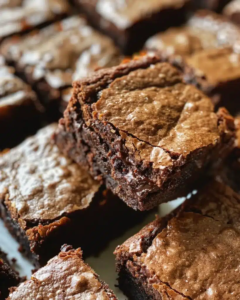 Delicious fudgy homemade brownies served on a plate