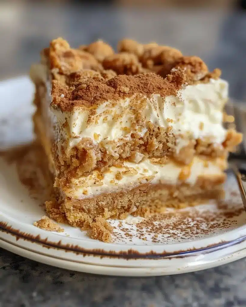 Gingerbread Dulce De Leche Cake decorated with caramel and gingerbread accents