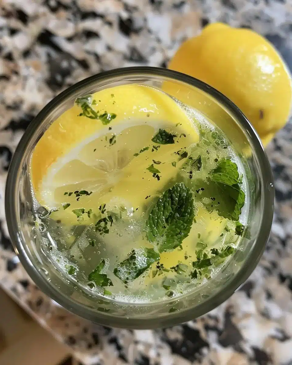 A refreshing glass of Pakistani Lemonade Skanjabeen with mint and lemon slices