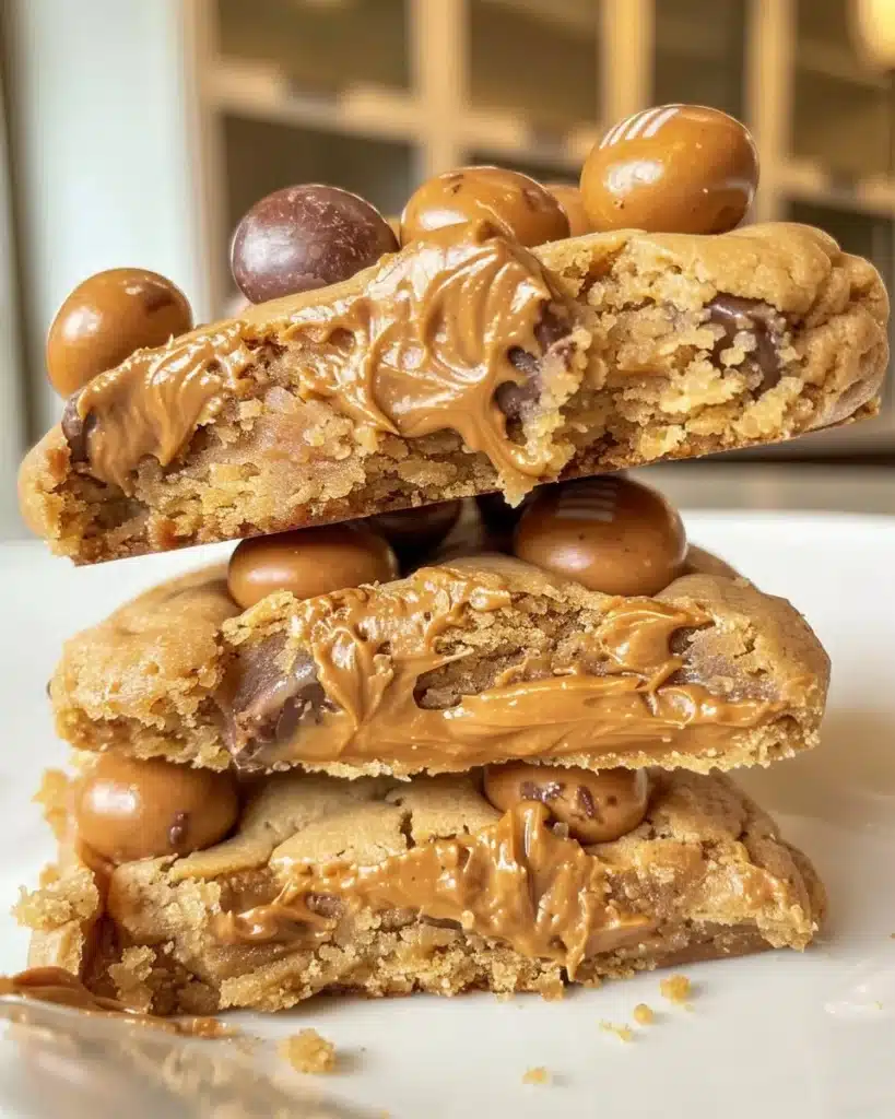 Freshly baked Peanut Butter M&M Cookies with colorful M&Ms