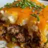 Delicious Sloppy Joe Shepherd's Pie with a golden crust and savory filling