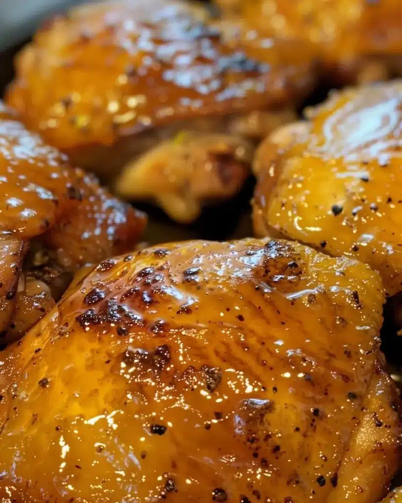 Sweet-hot mustard marinade for chicken thighs ready for grilling