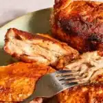 Crispy chicken made in a slow cooker with three simple ingredients.