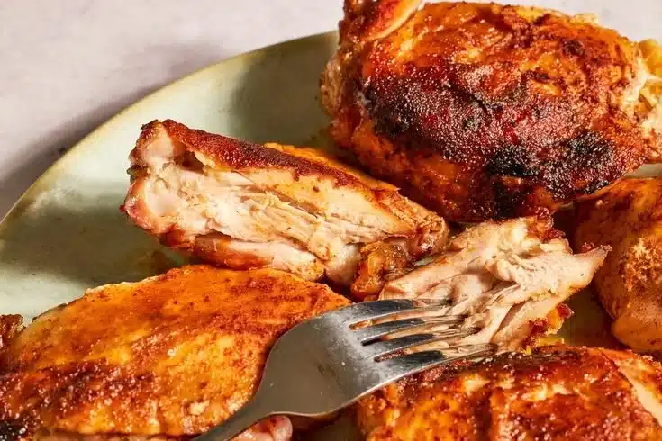 Crispy chicken made in a slow cooker with three simple ingredients.