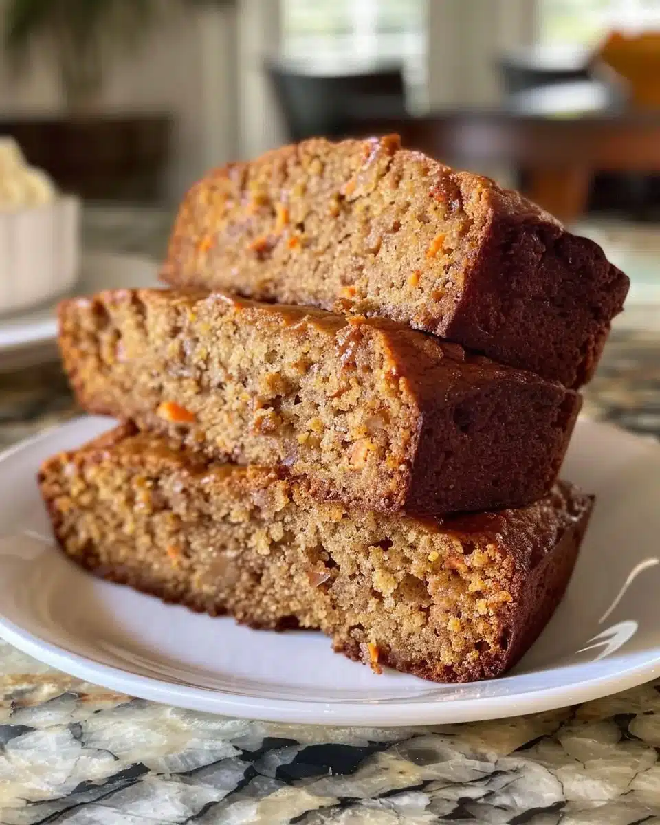 Moist Carrot Cake Coffee Cake topped with cream cheese icing and walnuts