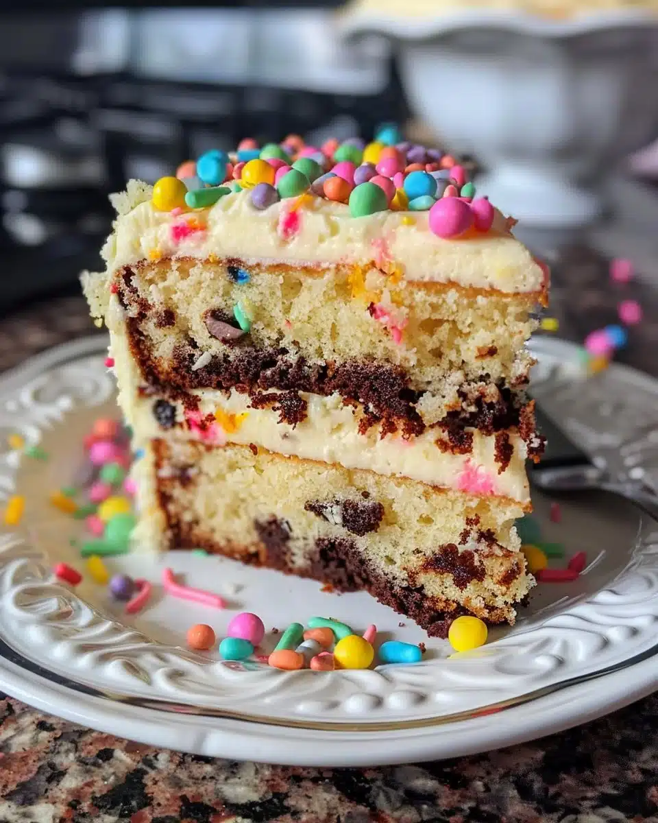 Delicious Easter Bundt Cake decorated with pastel icing and flowers