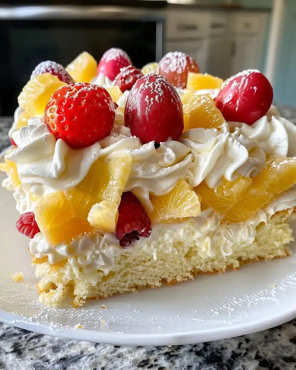 Easter Bundt Cake decorated with pastel icing and colorful sprinkles
