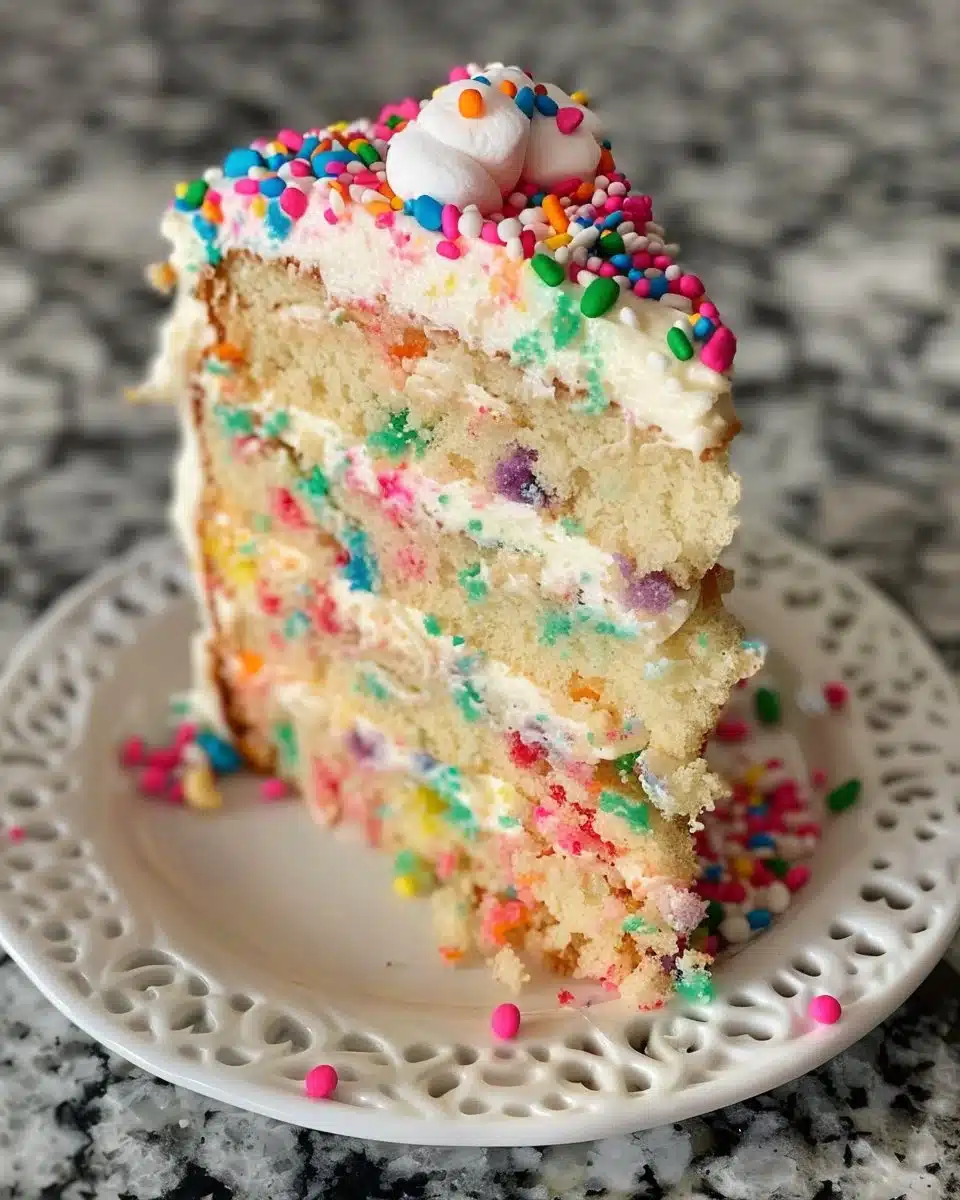 A colorful Easter Peeps Cake decorated with pastel marshmallow chicks