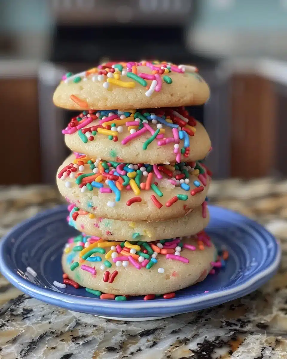 Plate of colorful Funfetti Sugar Cookies ready for celebration
