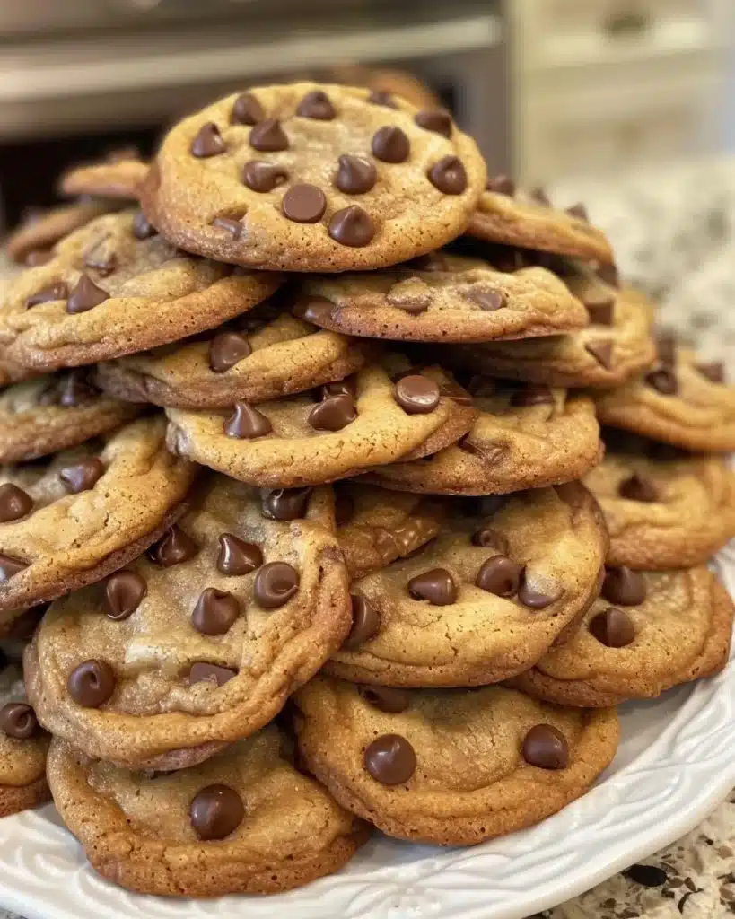 Delicious giant chocolate chip cookies fresh out of the oven