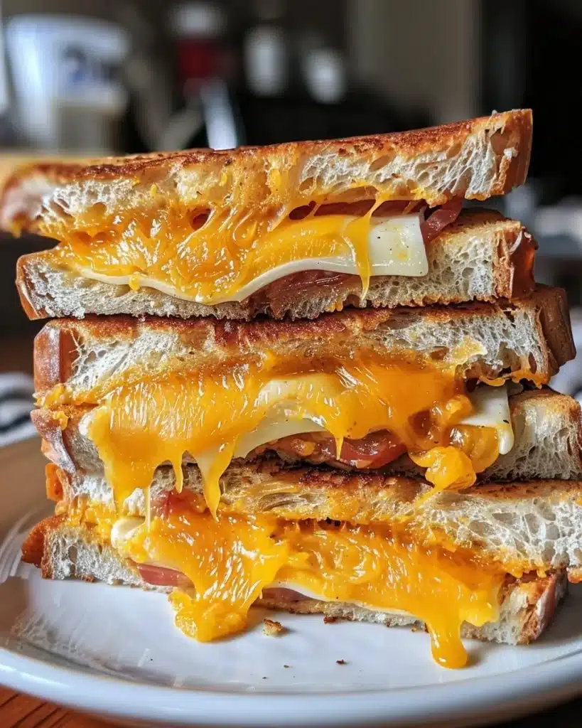 Grilled cheese sandwich with unexpected ingredients for a gourmet twist