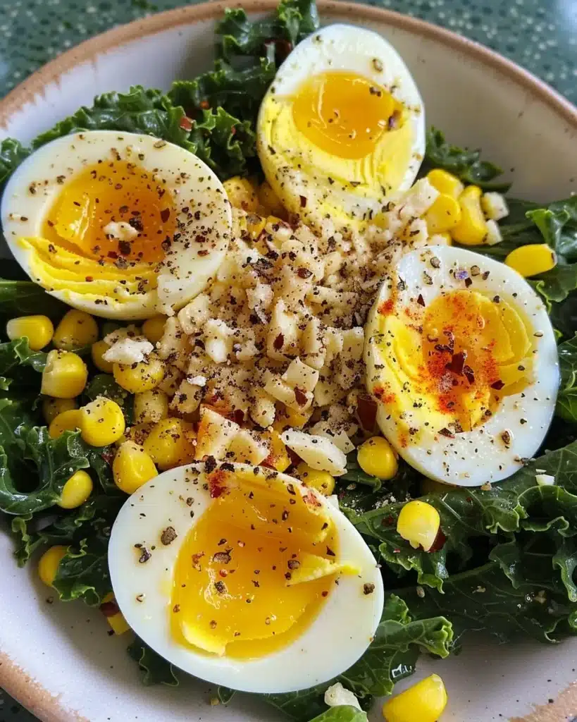 Kale Salad with Lemon Dressing garnished with fresh ingredients