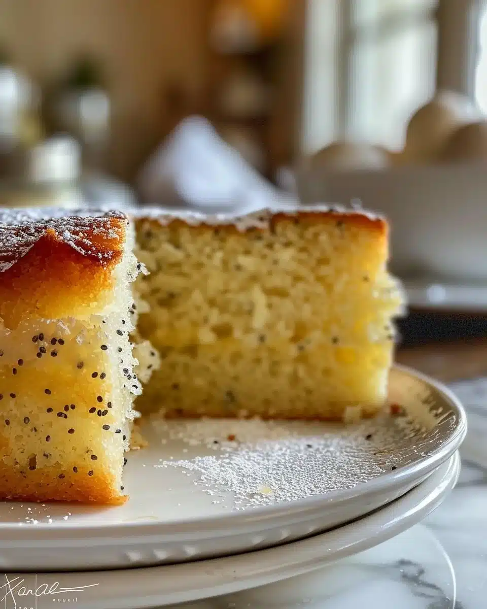 Freshly baked lemon poppy seed muffins on a white plate