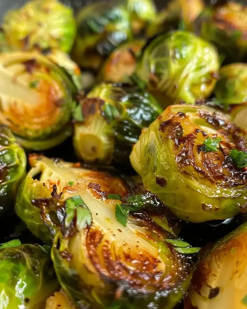 Deliciously roasted Brussels sprouts served on a plate