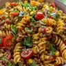 Delicious Taco Pasta Salad with colorful vegetables and toppings