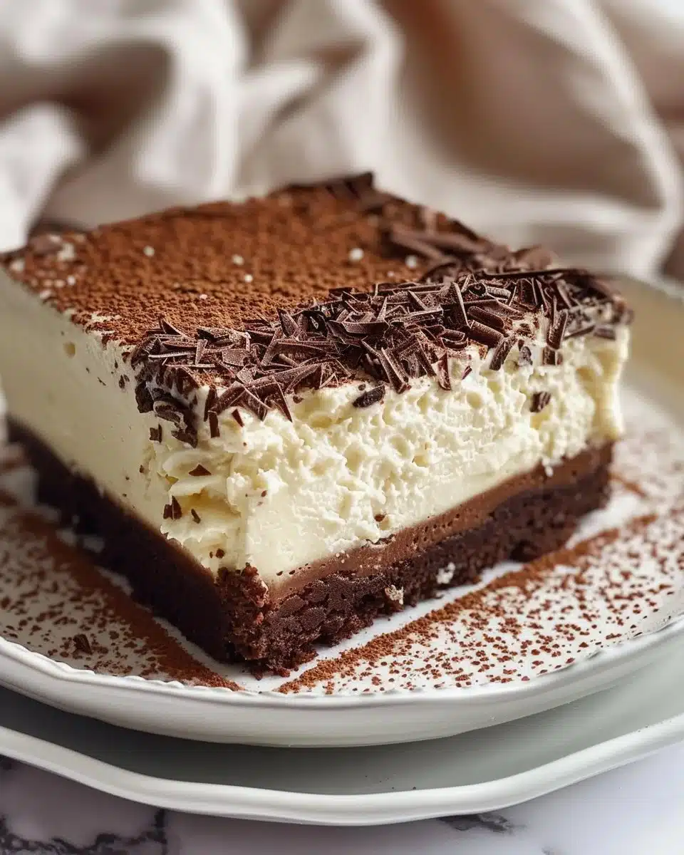 Vertical Black Forest Swiss Roll dessert topped with cherries and chocolate