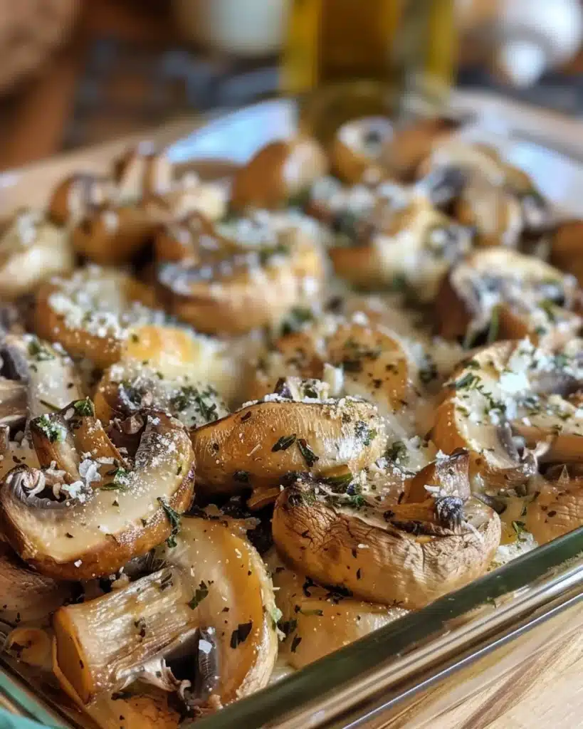 Crispy air fryer mushrooms served on a white plate