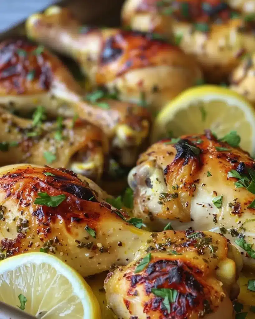 Crispy air fryer roast chicken with golden skin on a serving plate.