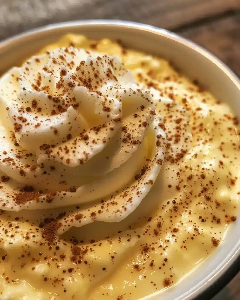 Delicious Amish baked custard served in a rustic dish.