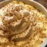 Delicious Amish baked custard served in a rustic dish.