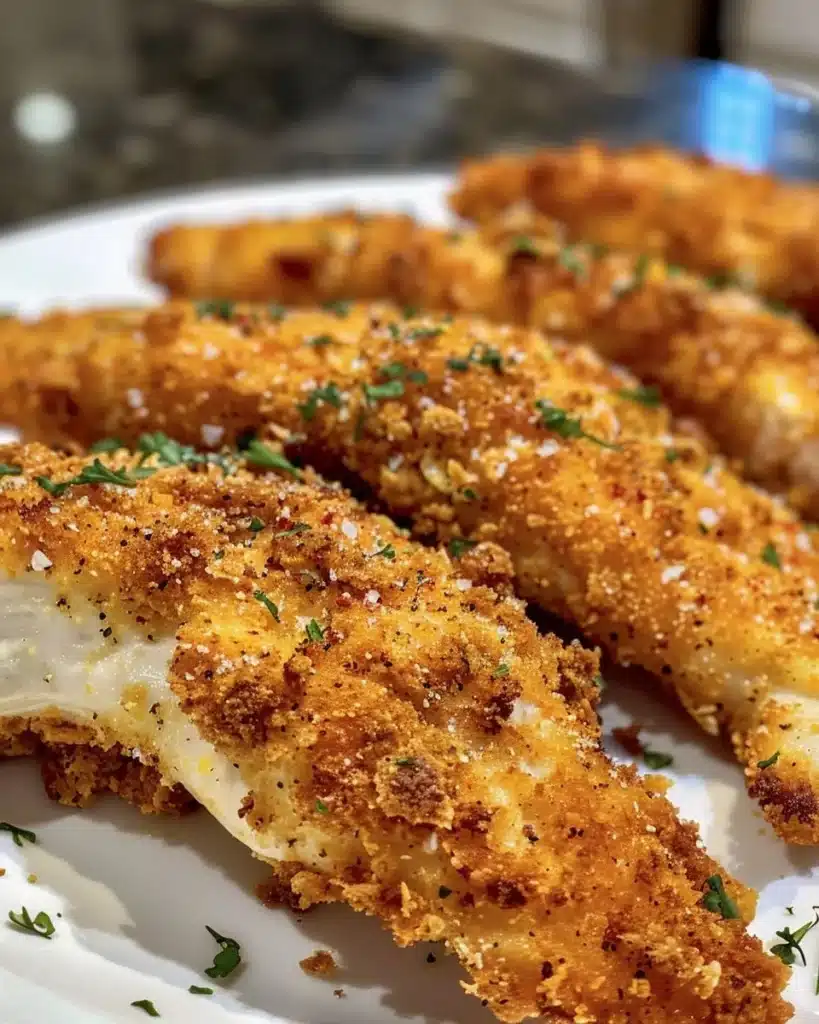Crispy and flavorful Baked Chicken Tenders served with a side of dipping sauce.