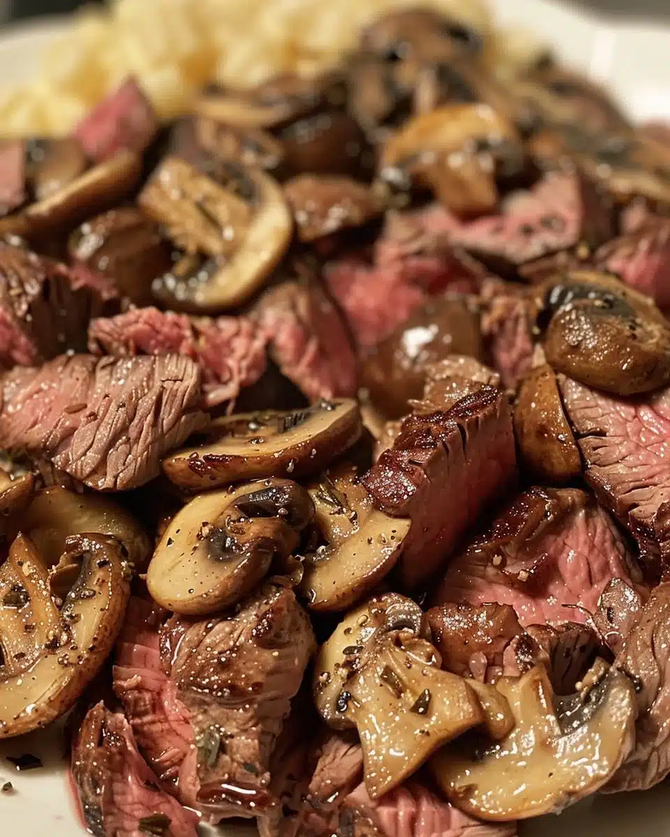 Delicious Beef Stroganoff garnished with fresh herbs on a plate