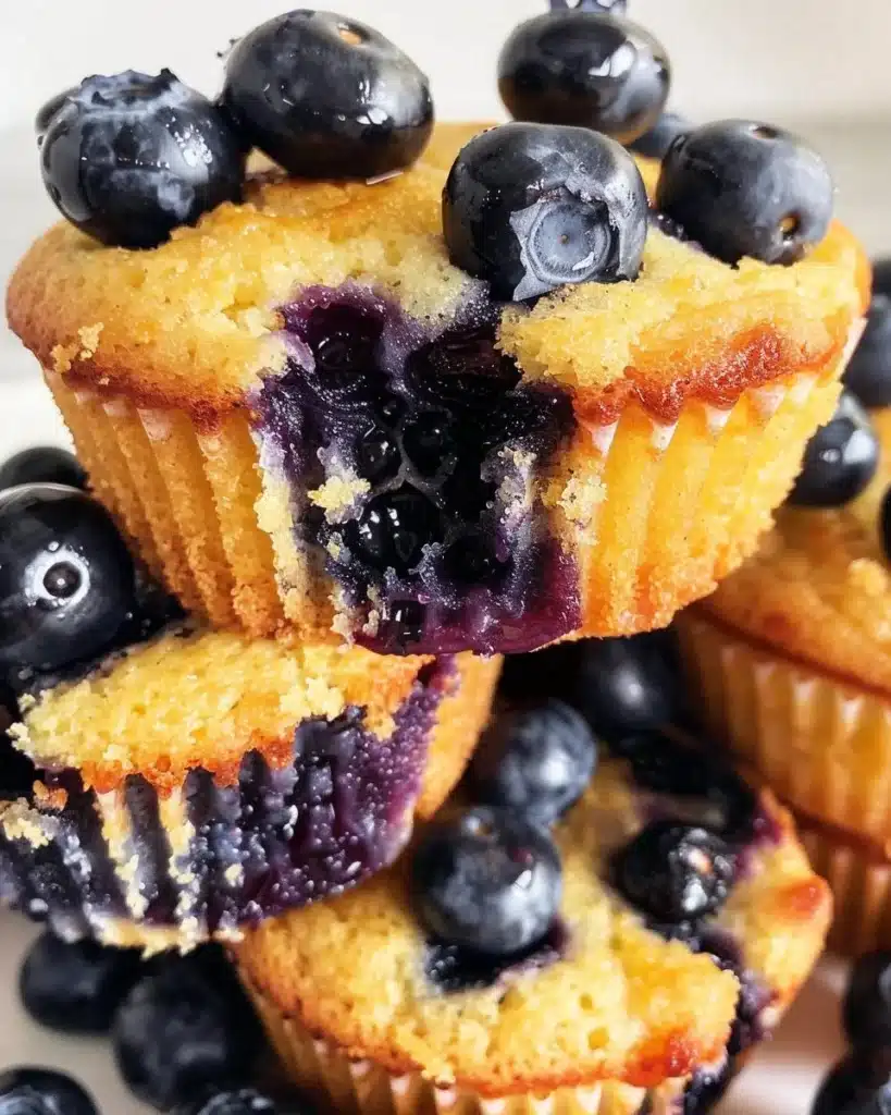 Freshly baked blueberry cobbler with a golden topping and vibrant blueberries