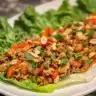 Plate of flavorful Chicken Lettuce Wraps ready to enjoy